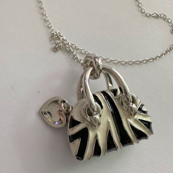 Love My Bag! Zebra Print Handbag with Heart Charm Necklace - Cute! - Picture 9 of 10